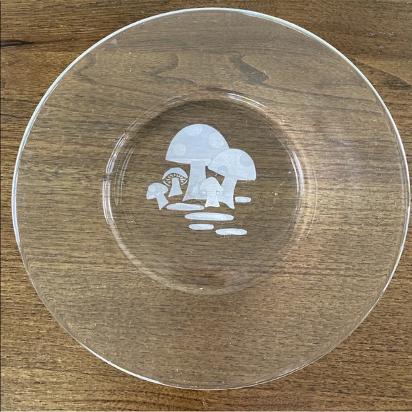 8 Mushroom Plate Vintage MCM Bonwit Teller 1950's Clear Glass Salad Dish SET - Picture 11 of 11